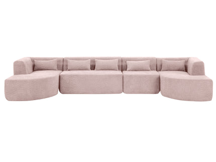 Upholstered Sofa Free Combined Sofa Couch With 2 Chaise Lounge And Five Back Pillows For Living Room