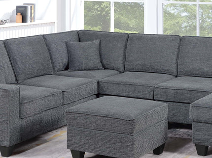 5 Piece Sectional Set Left Arm Loveseat With USB Port Corner Wedge Ottoman Armless Chair Right Arm Loveseat With Chaise - Gray / Slate