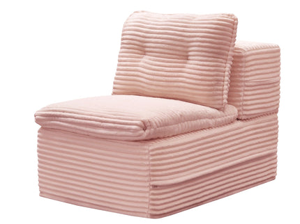 Multi Functional Sectional Sofa Bed With Independent Chaise Lounge And Functional Blanket, Convertible King Size Bed, Deep Seat - Baby Pink