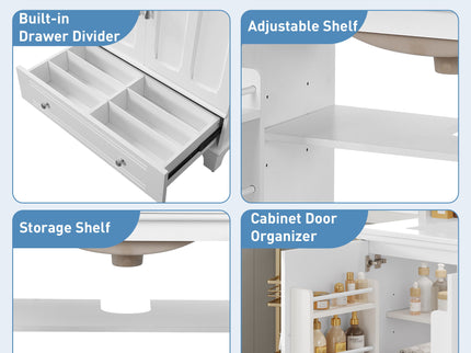 Bathroom Vanity With Sink, Cabinet With Adjustable Shelf And Drawer Divider