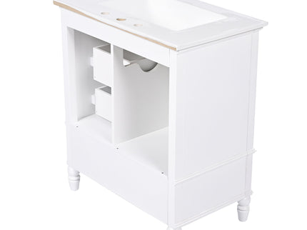 30" Bathroom Vanity With Sink, 3 Drawers, Adjustable Feet