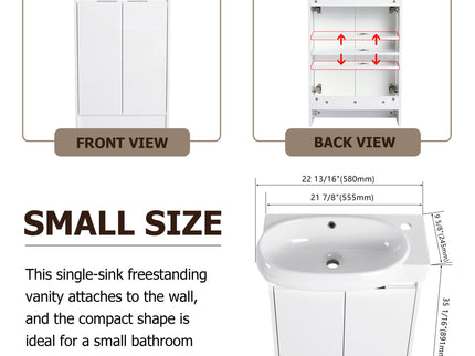 Freestanding Bathroom Vanity With Sink And Storage Rack, Soft Close Doors Base With Basin