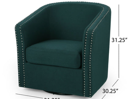 Modern Upholstered Swivel Club Chair With Nailhead Trim