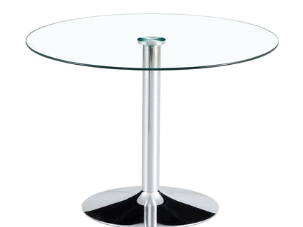Modern Minimalist Circular Dining Table With Glass Top And Electroplated Metal Legs For Restaurants And Living Rooms - Silver / Transparent