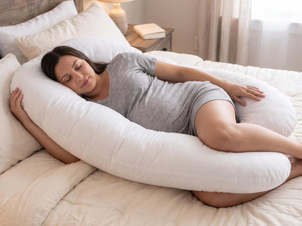 U - Shape Pregnancy Body Pillow For Side Sleeper Support - White