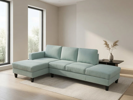 L - Shaped Sectional Sofa With Left Chaise & Ottoman - Pale Green