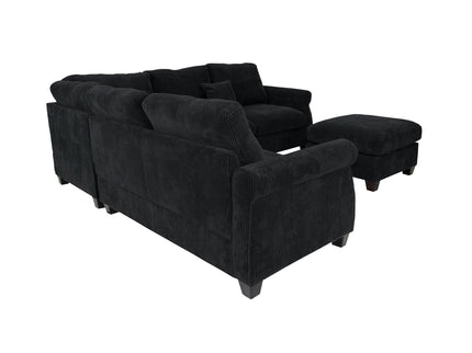Modern Sectional Set With Corner Wedge, Loveseat, Ottoman & 2 Pillows