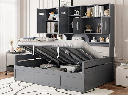 Daybed With All-In-One Cabinet And Shelf