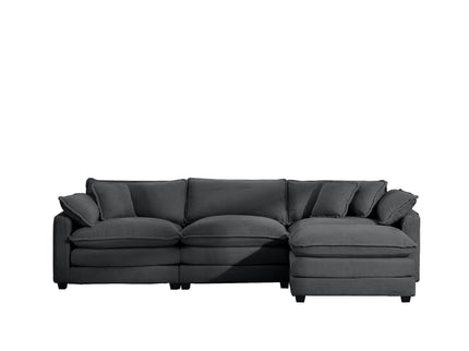 Modular Oversized Cushion Sofa With Ottoman, Low Back, Deep Seating Sofa Set