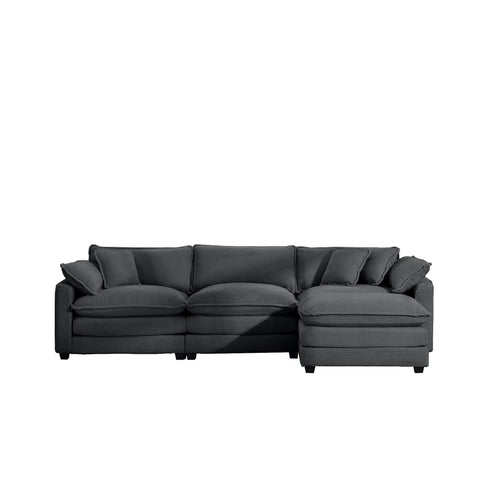Modular Oversized Cushion Sofa With Ottoman, Low Back, Deep Seating Sofa Set
