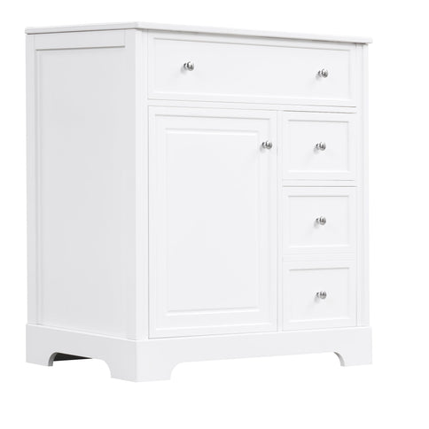 Bathroom Vanity With Sink Top, Cabinet With Door And 2 Drawers - White