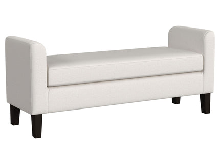 Hollis - Upholstered Accent Bench With Armrests Seating - Vanilla White