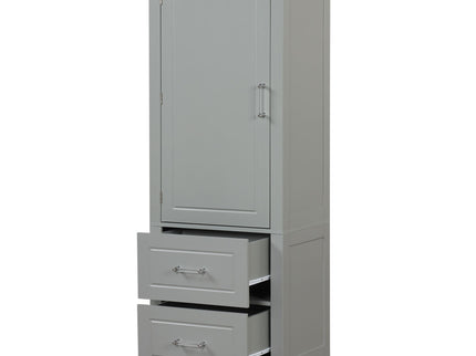 Tall Freestanding Bathroom Storage Cabinet With 2 Drawers And Adjustable Shelf
