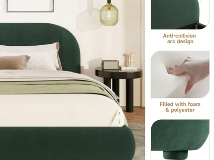 Upholstered Simple Modern Bedroom Bed With Curved Headboard