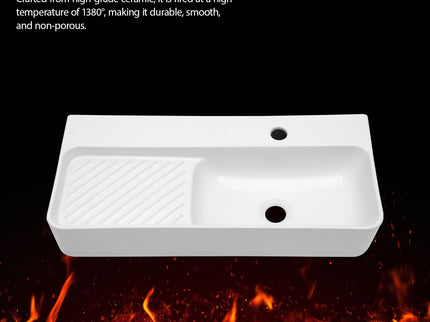 Inspired Console Sink With Built In Washboard, Overflow & Sleek Legs, 28" X 12" - White / Black