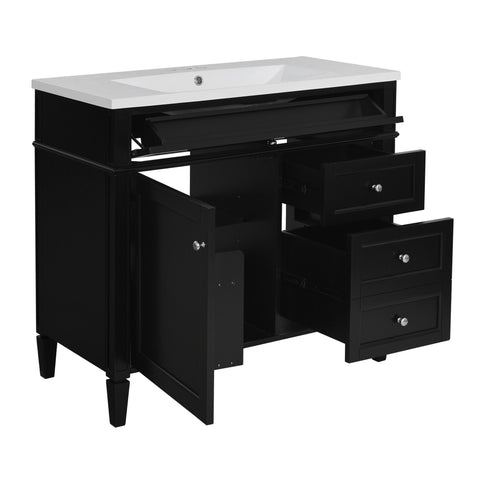 Bathroom Vanity & Top Sink, Modern Bathroom Storage Cabinet With 2 Drawers And A Tip-Out Drawer