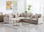 Beige / 6 Piece Reversed Sofa Sectional With Console
