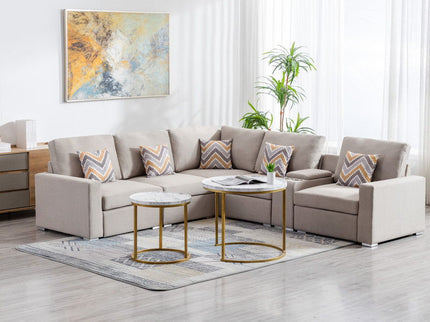 Nolan - Fabric 6 Piece Sectional Sofa With Pillows And Interchangeable Legs