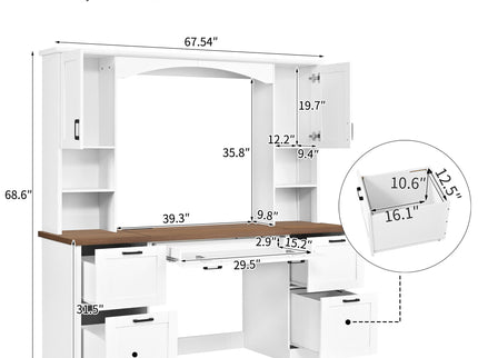 Farmhouse Computer Desk With Hutch
