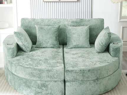 Boneless Design Upholstered Sofa Bed With Cup Holders