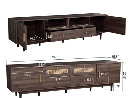 TV Stand With Drawers, Accent Entertainment Center For Living Room - Dark Brown