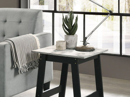 Kenzo - End Table With Faux Marble Top Finish - Black