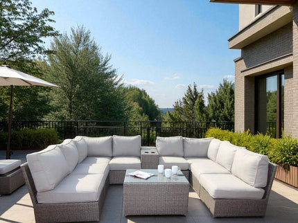 Comfortable Modern Patio Rattan Sectional Set With Cushions