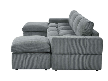 Upholstered Sectional With 2 Ottomans Living Room Seating - Dark Gray