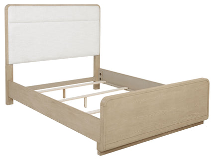 Mirador - Queen Panel Bed With Upholstered Headboard - Light Oak