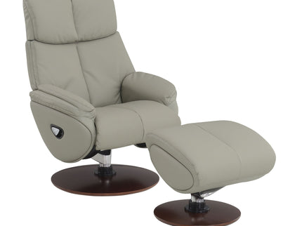 Kandoro - Top Grain Leather Accent Chair With Swivel & Ottoman - Gray
