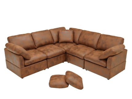 Modular Cloud Sectionals Sofa, Freely Configurable Corner - Light Brown