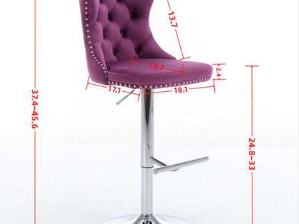 Swivel Barstools Adjusatble Seat Height From 25-33", Modern Upholstered Base Bar Stools With Backs Comfortable Tufted For Home Pub And Kitchen Island (Set of 2)