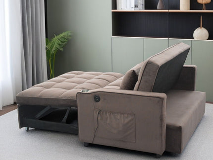 3 In 1 Convertible Sleeper Sofa Bed, Modern Fabric Loveseat Futon Sofa Couch With Pullout Bed, Small Love Seat Lounge Sofa With Reclining Backrest, Furniture For Living Room