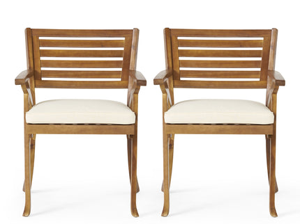 Outdoor Hermosa 5 Piece Wood Dining Set With Cushions - Teak / Beige