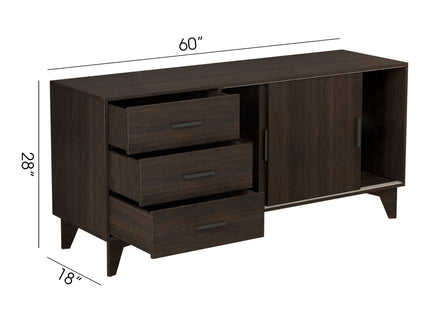 Parker - TV Stand With Sliding Doors And Drawers - Dark Brown