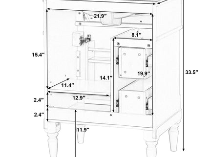 Freestanding Bathroom Vanity With Sink, Adjustable Shelf & Flip Drawer