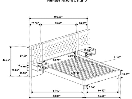 Kiah - Platform Bed With Floating Nightstands
