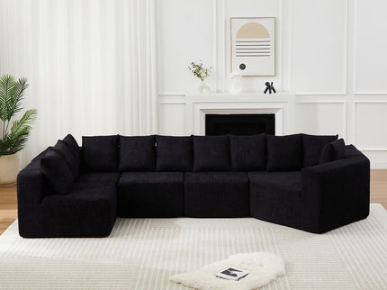 L - Shaped Modular Sofa With Deep Seat And 11 Pillows