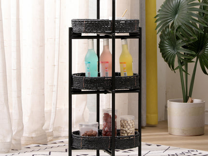 Modern 3 Tier Handwoven Side Table With Oval Organizer