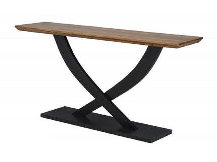 Entryway Console Table With Cross Legs Design - Natural / Espresso