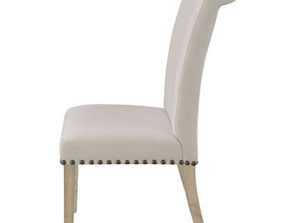 Upholstered Dining Chair With Rolled Edge Seat Back (Set of 2) - Beige