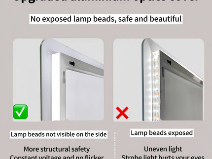 Wall Mounted Full Body Mirror With Dimming Lights Glass - Silver