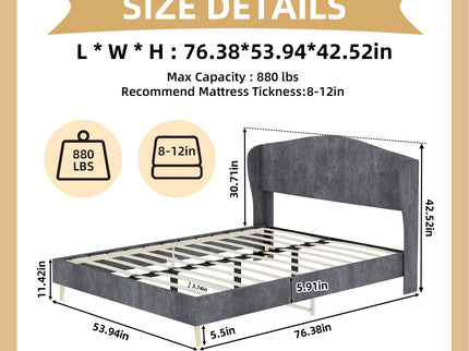 Upholstered Bed, Tufted Headboard, Comfortable Sleep
