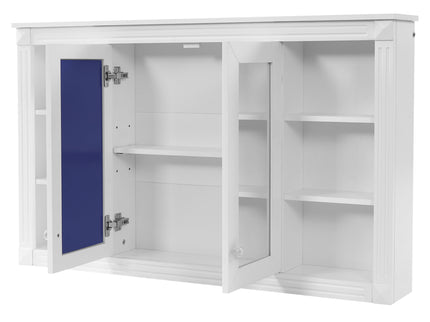 Wall-Mounted Mirror Cabinet With Adjustable Shelf And Open Shelves