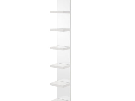 Glam Open Shelving Rack With Mirrored Back For Living Room - Cream / White