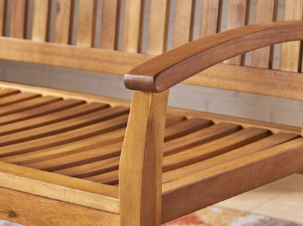 Outdoor Rocking Loveseat With Acacia Wood Frame - Natural