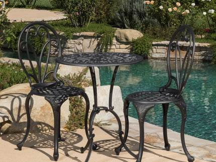 Thomas - 3 Pieces Cast Bistro Set - Black / Gold