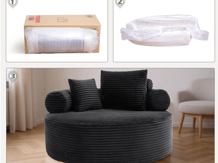 Round Sofa Bed With 3 Pillows For Living Room