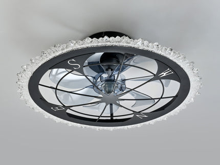 21" Caged Ceiling Fan With Dimmable LED Light And Remote Control, Low Profile Flush Mount Fan - Matte Black