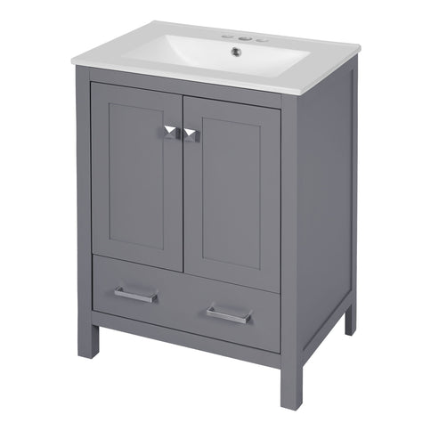 Bathroom Vanity With Integrated Undermount Ceramic Sink, 2 Doors And 1 Drawer, Soft Close Hinges